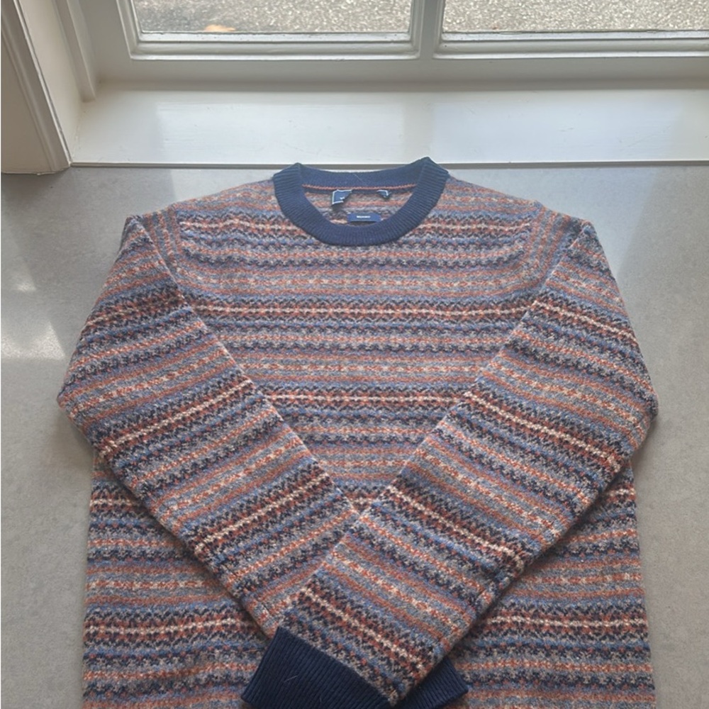 Vineyard Vines Navy and Brown Striped Sweater